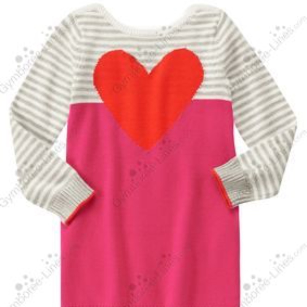 Gymboree Girls Heart Sweater Dress Sz 4, 5